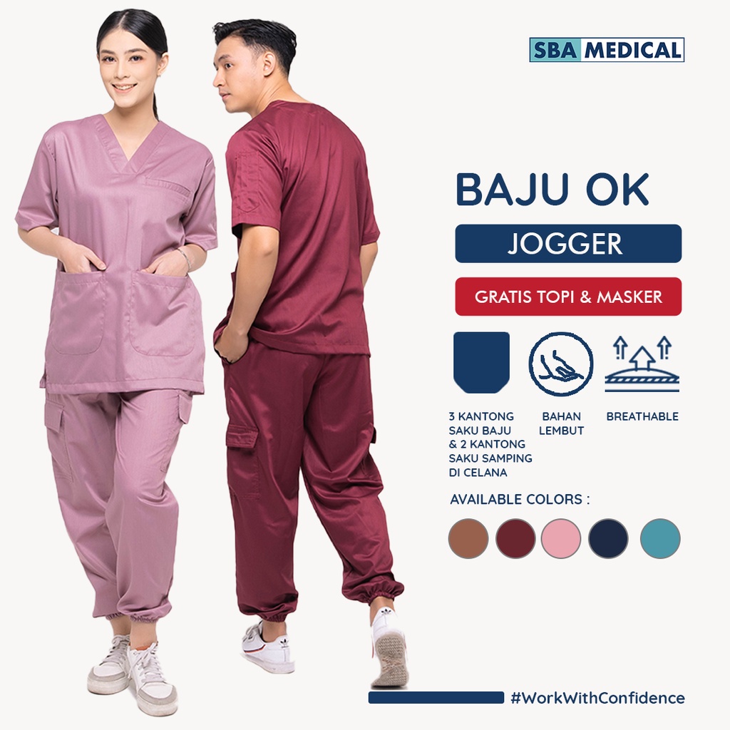PROMO SBA MEDICAL -  Baju Ok Premium Model Jogger  | Scrub OK | Baju Jaga  Dokter - Baju Ok Lengan P