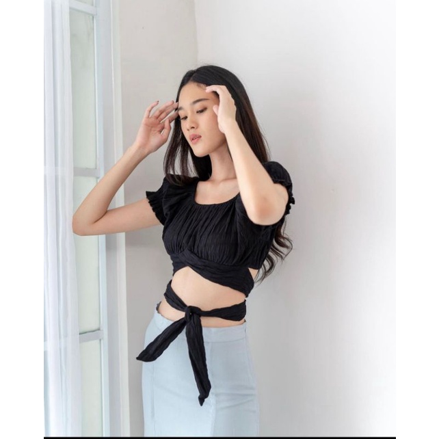 Agalia Wrap Crop Top | Korean Top