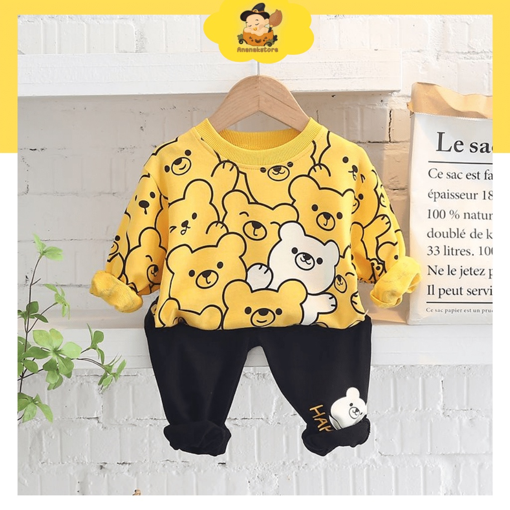 ANANAKSTORE- Baju anak impor premium 0-5 Tahun baju baby premium Model HPBEAR BLK keren