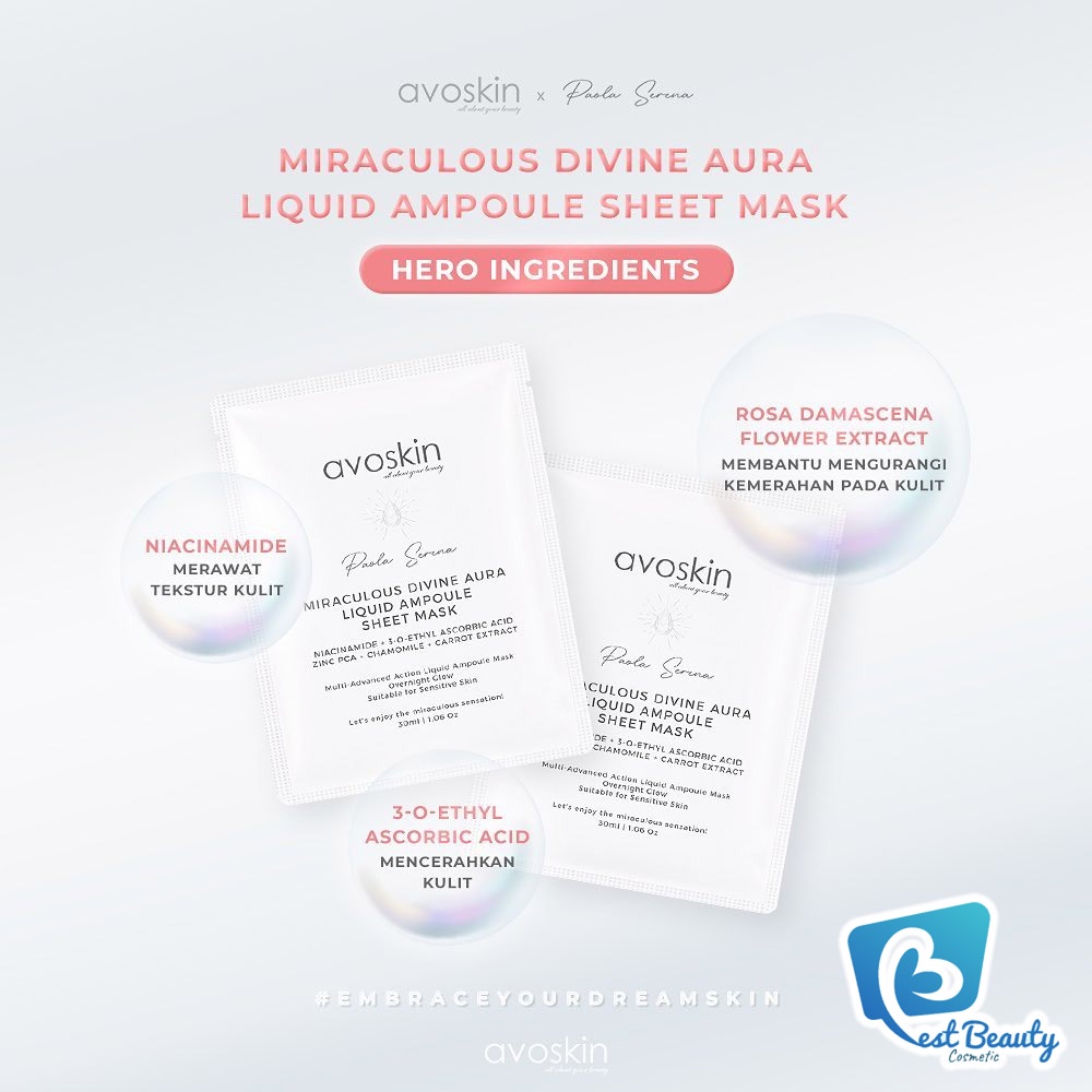 ★ BB ★ AVOSKIN Miraculous Divine Aura Liquid Sheet Mask 30ml 1pcs - Masker Wajah