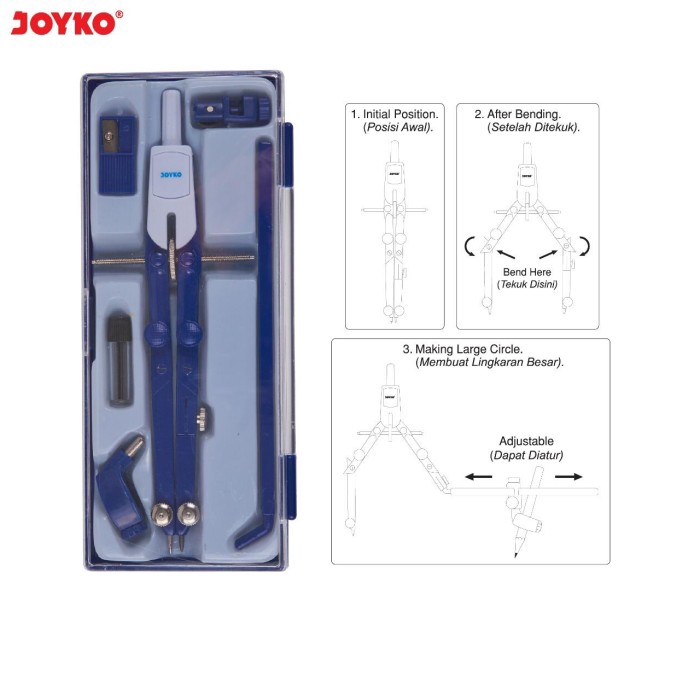 KTMSTORE Jangka Math Set JOYKO MS-414 Study Thumbscrew Compass Universal Holder