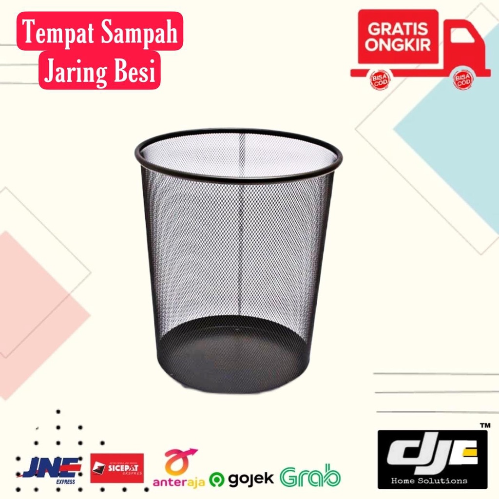 Tempat Sampah Jaring Besi Hitam / Tong Sampah Besi / Waste Basket