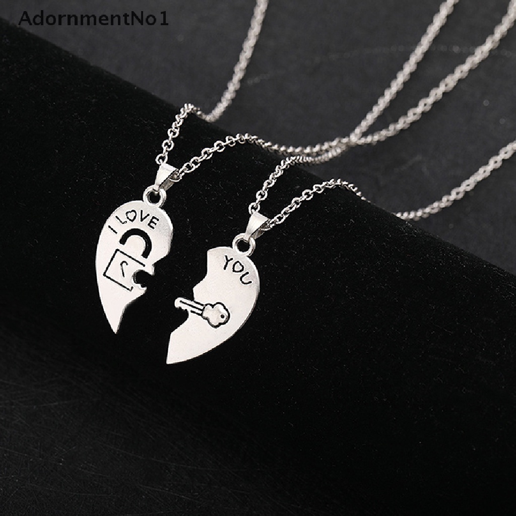 (AdornmentNo1) 2pcs / Set Kalung Tali Dengan Liontin Hati Untuk Pasangan / Pria / Wanita