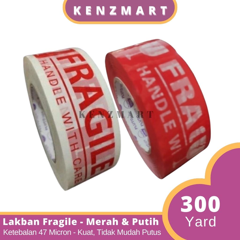 LAKBAN FRAGILE OPP TAPE LAKBAN FRAGILE MERAH PUTIH 2 INCH 48 MM 300 YARD