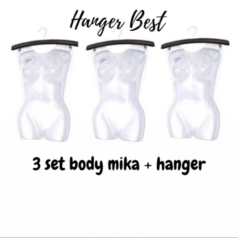 Manekin Mika Bodi Gantung Full Bening Cewek + Hanger ( 3 set )