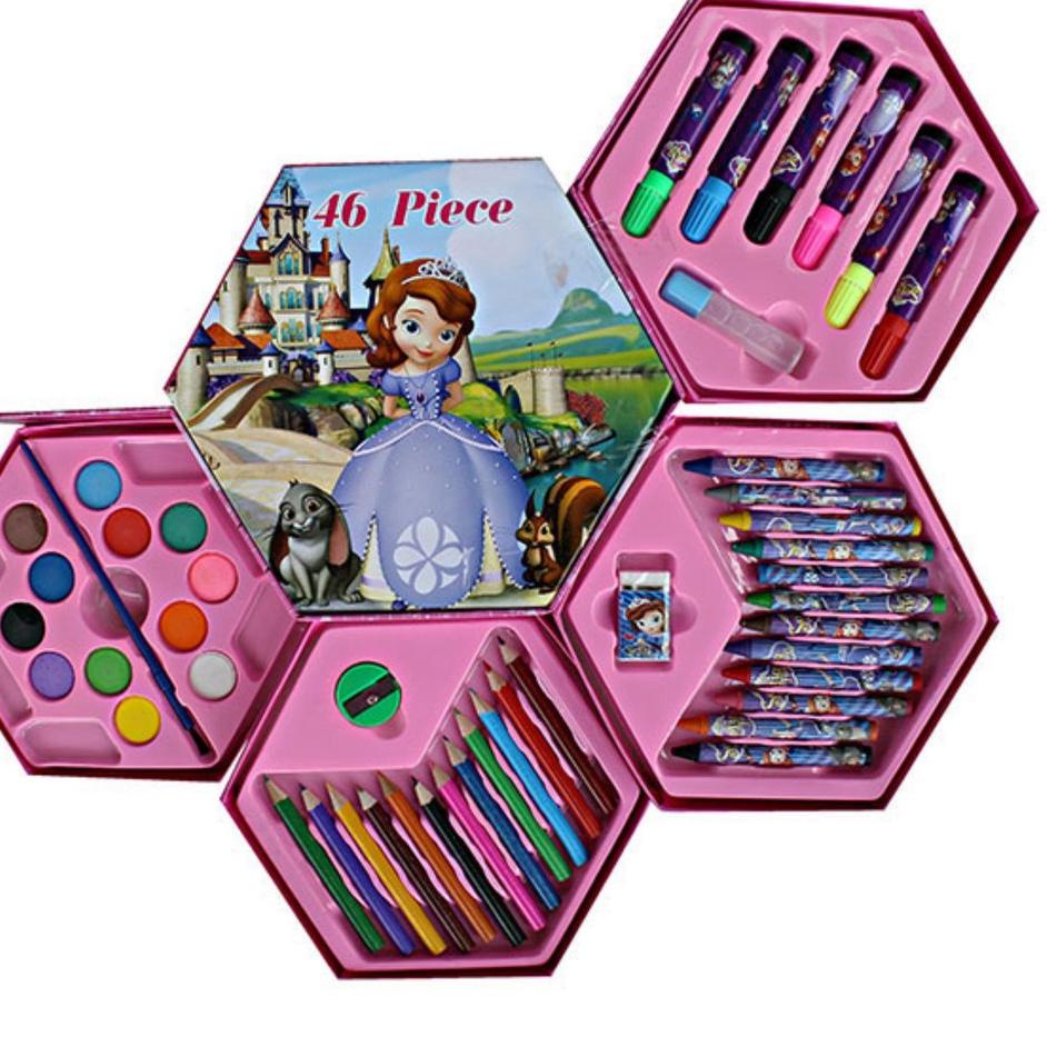 

[PRODUK HSSAG] CRAYON SET 46PCS/ COLOURING SET 46 PCS/ SEGI ENAM/ PENSIL WARNA SET SEGI ENAM 8VW