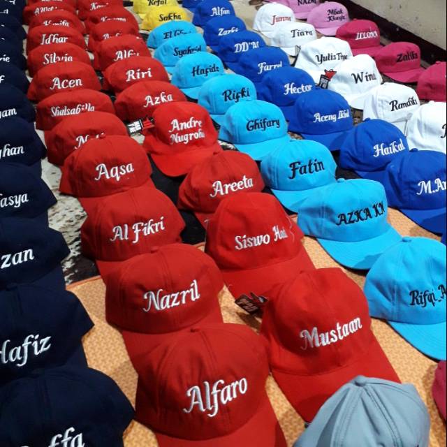 Bordir nama di topi bikin nama/logo di topi sesuka anda