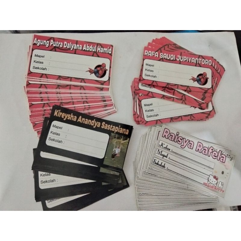 

Stiker nama buku custom nama 20pcs, stiker label nama sekolah pelajaran