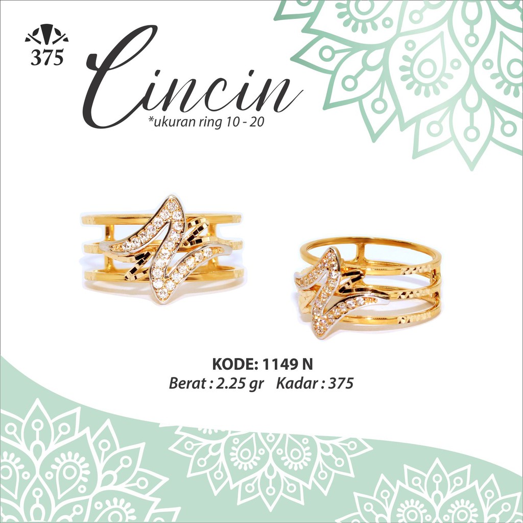 CINCIN EMAS ASLI TUMPUK 3 VARIASI PETIR