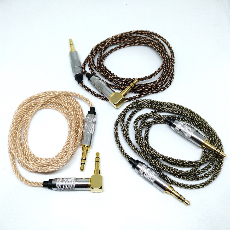 High End Headphone Cable Aux 8 Braid Silver Plated M2M Audiophile