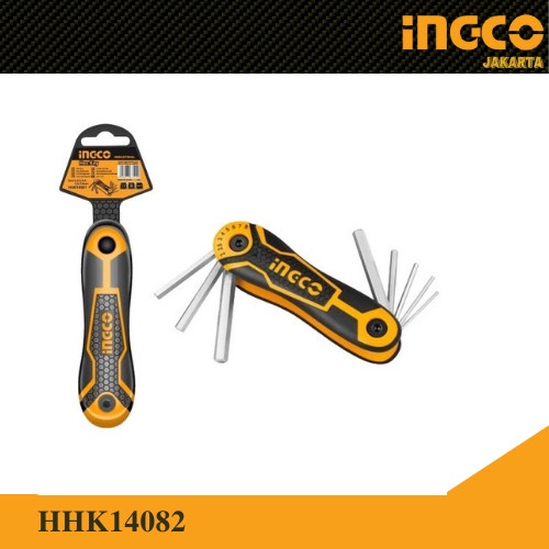 Kunci L Bulat Lipat (Fold 2-8mm) Ball Point Hex Key INGCO HHK14082