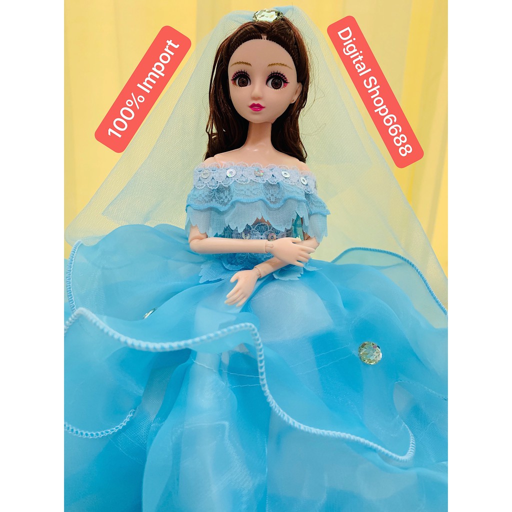 Gaun Pernikahan Boneka Barbie &amp; LED Ukuran Tinggi 50cm