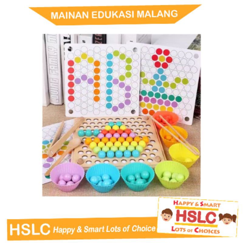 Mainan Edukasi Malang- PEARL MEMORY BEAD HOLDER Colorful beads - Montesori melatih motorik anak
