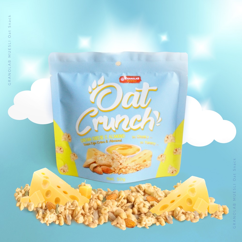 GRANOLAB Oat Crunch 50g - Sereal Sehat - Cemilan Muesli - Berry Yogurt/Cream Cheese Almond/Chocotella/Abon Sapi