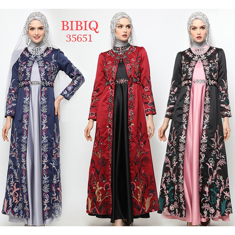 Gamis Pesta  Baju  Muslim  Mewah  BIBIQ Terbaru Bahan Satin 