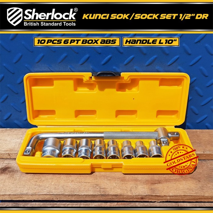 KUNCI SHOCK SET 10 PCS / SHERLOCK HAND TOOLS KUNCI SOCK/SOK 1/2 INCH