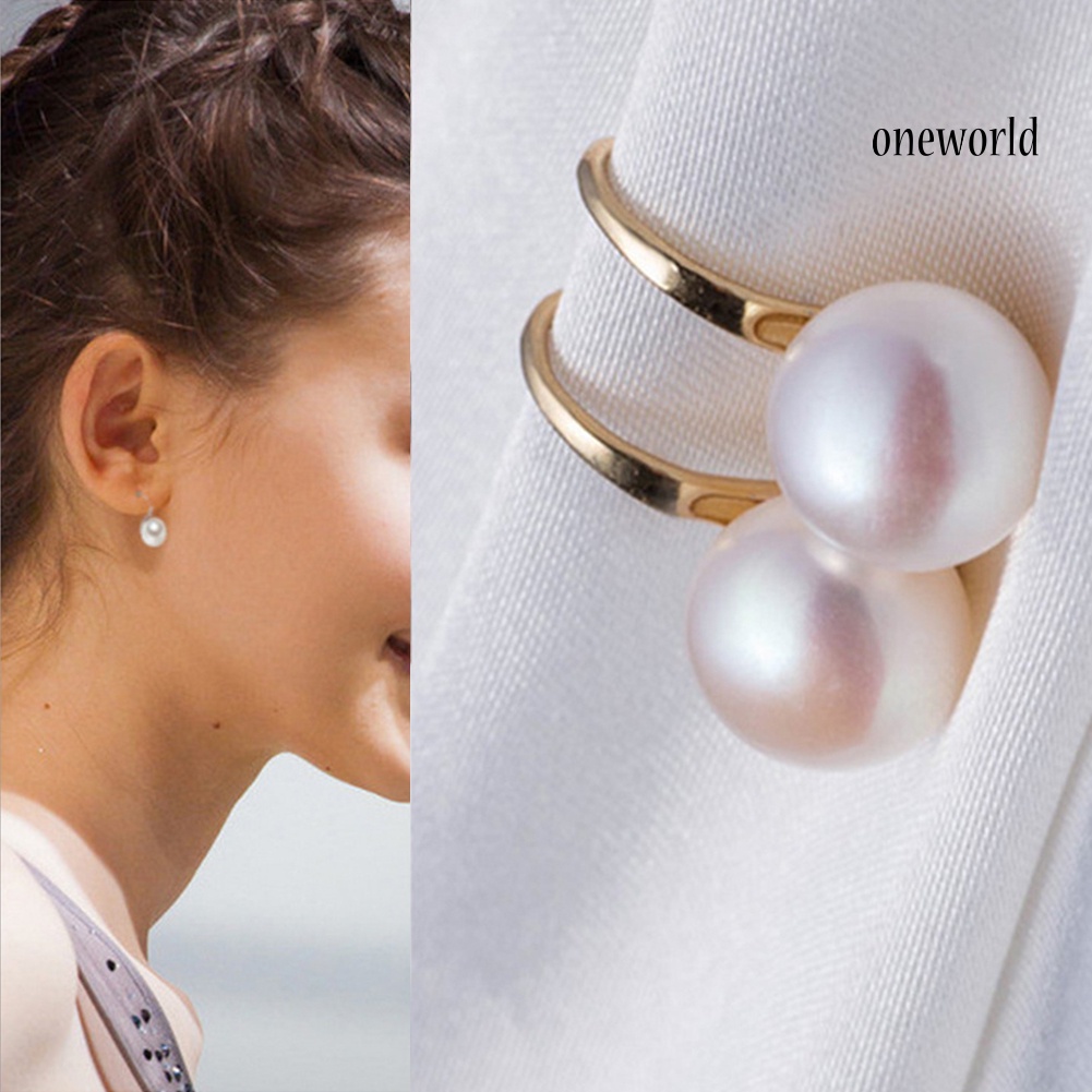 OW# Fashion Women Faux Pearl Mini Ear Hooks Earrings Party Statement Jewelry Gift