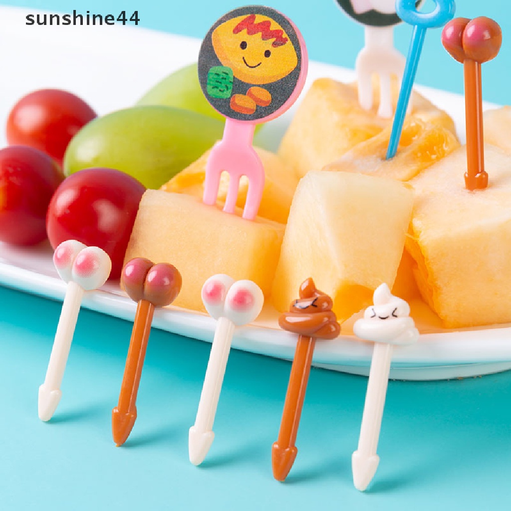 Sunshine Set Garpu Buah / Dessert / Cocktail / Sandwich Bentuk Kartun Untuk Pesta