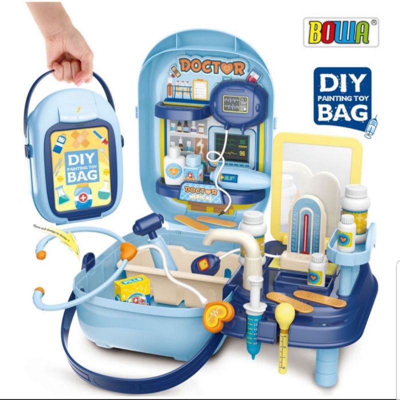 JARKIDSEDU - MAINAN DOKTER DOCTOR BACKPACK / TOOL BACKPACK / MAKE UP BACKPACK/ DIY BAG DOKTER KADO