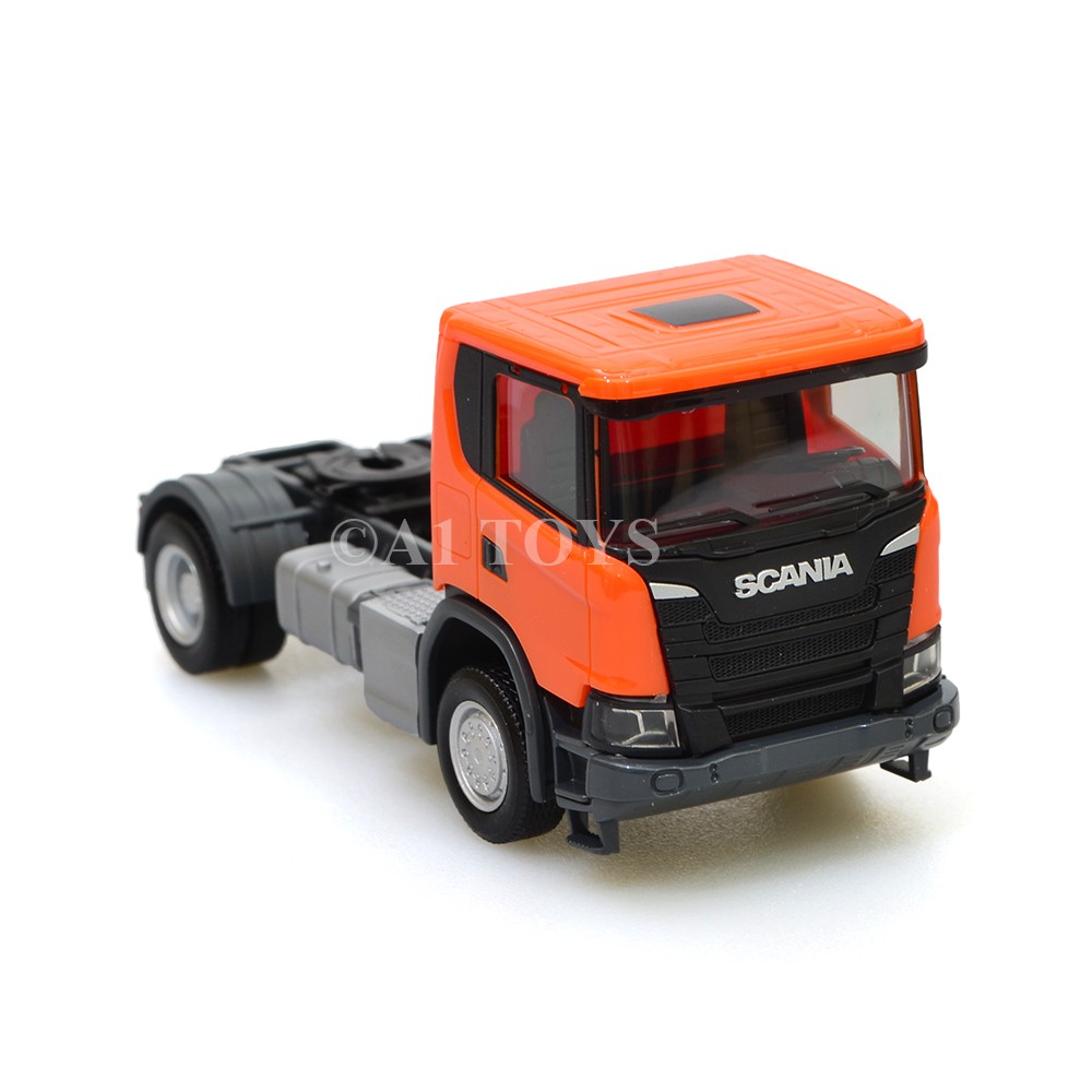 Miniatur Truk Scania CG 17 4x4 rigid tractor orange Herpa 7.5 cm 1:87