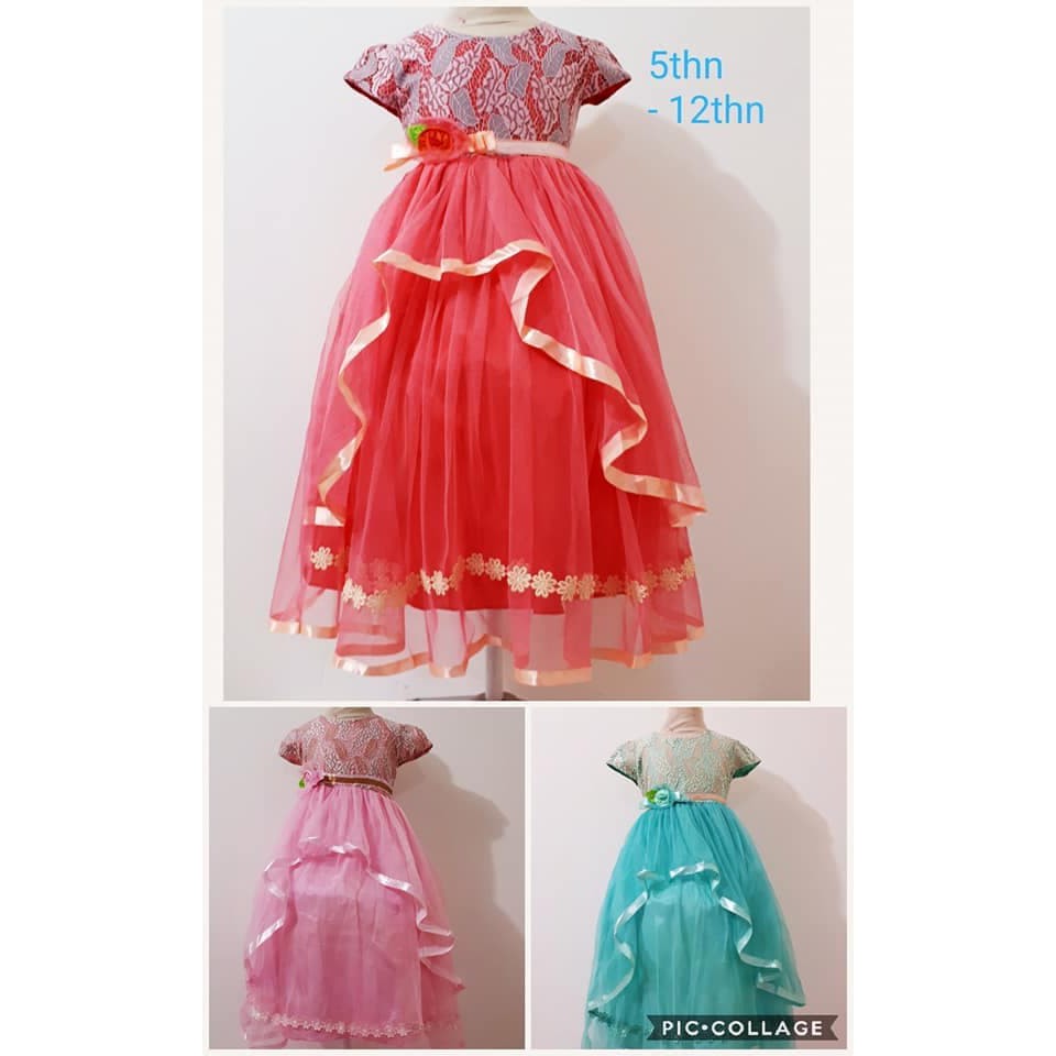 Promo Murah Dress Anak Satin Baju Pesta Anak Gaun Ulang Tahun Gaun Pesta