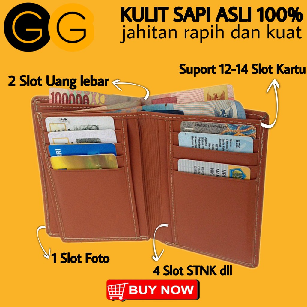 DOMPET KARTU MODEL LIPAT BUKU DOMPET KULIT PRIA WANITA ASLI  DOMPET LIPAT COWOK ORIGINAL PREMIUM