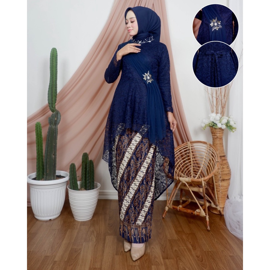Setelan Kebaya Modern / Kebaya Brukat Tunik / Setelan Tunik Selendang