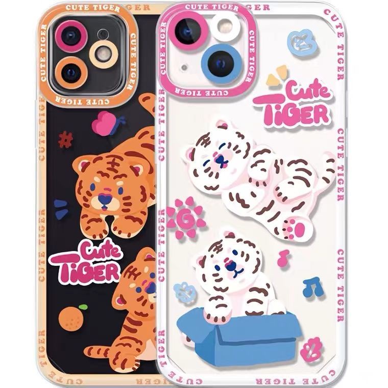 Soft Case TPU Transparan Motif Harimau Untuk Iphone 13 Pro Max / 12 / 11 / XS / XR / X / 8 / 7 / 6 Plus / SE 2020