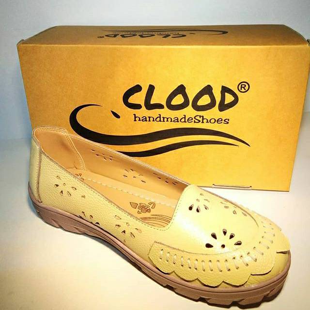 CLOOD SEPATU KULIT CEWEK SSC017 CREAM Handmade ori SEPATU IMPORT