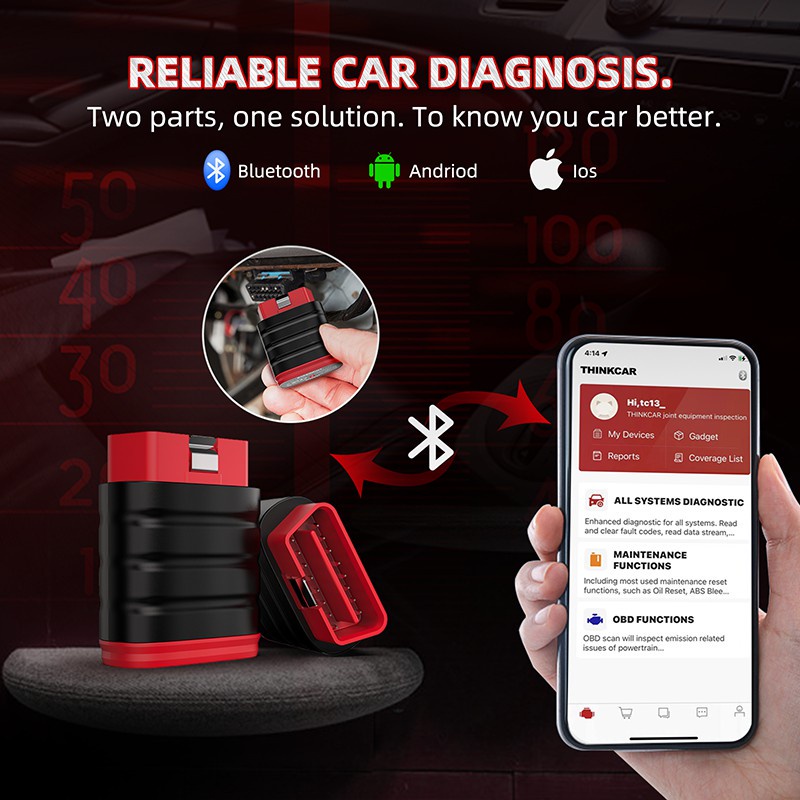 【Bahasa Indonesia】Thinkcar Thinksafe Scanner Mobil Obd2 Alat Scanner Mobil JOBD/OBDII/EOBD Car Scanner Obd2 Scanner Odb2 Car Diagnostic Tool Obd Car Diagnostic Scanner Automotive Scanner PK Thinkdiag Mini