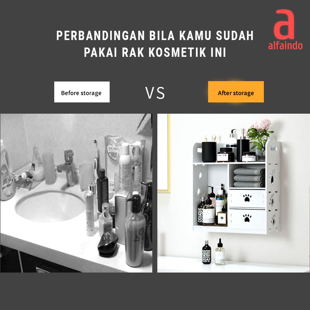 Alfaindo Rak Kosmetik Kayu Kotak Tempat Makeup DS018 Tahan Air Original