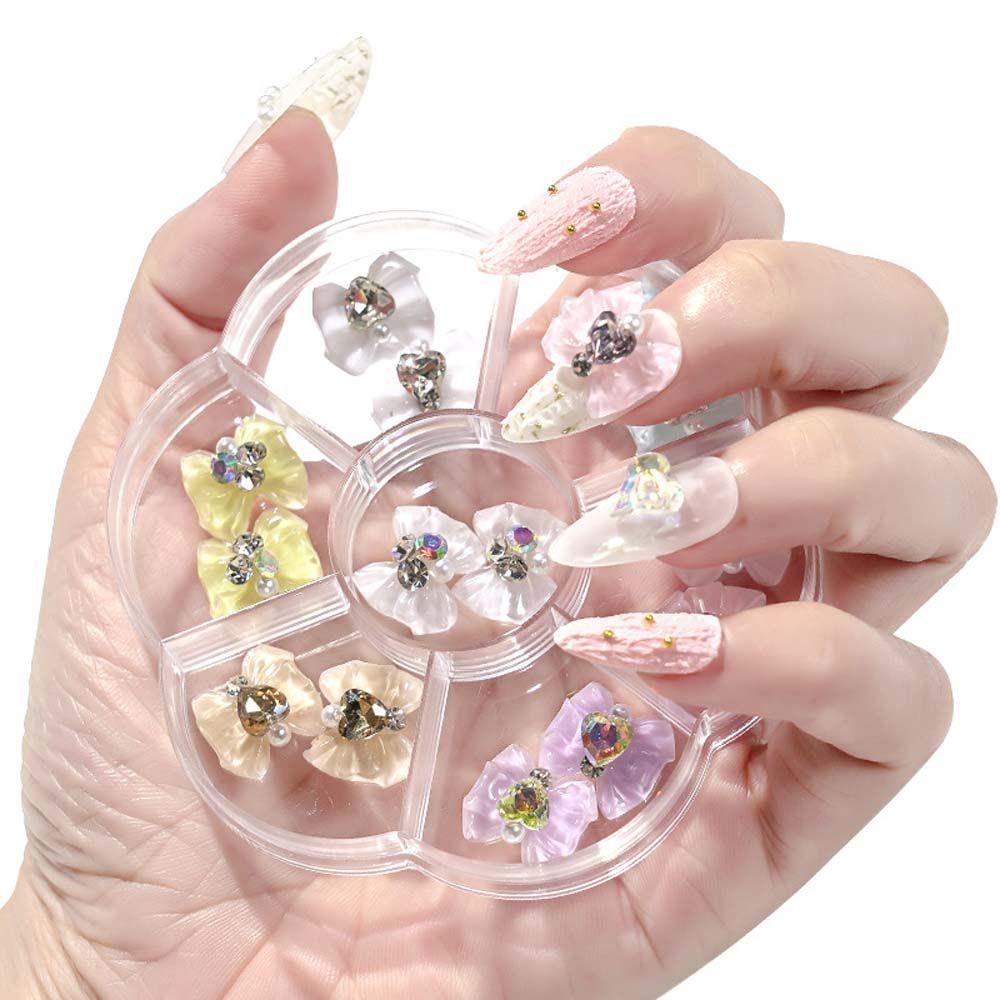 Mxbeauty Bow Nail Art Dekorasi Warna-Warni Manis Mutiara Imitasi Fashion Ikatan Simpul Hiasan Kuku 3D Perhiasan Kuku