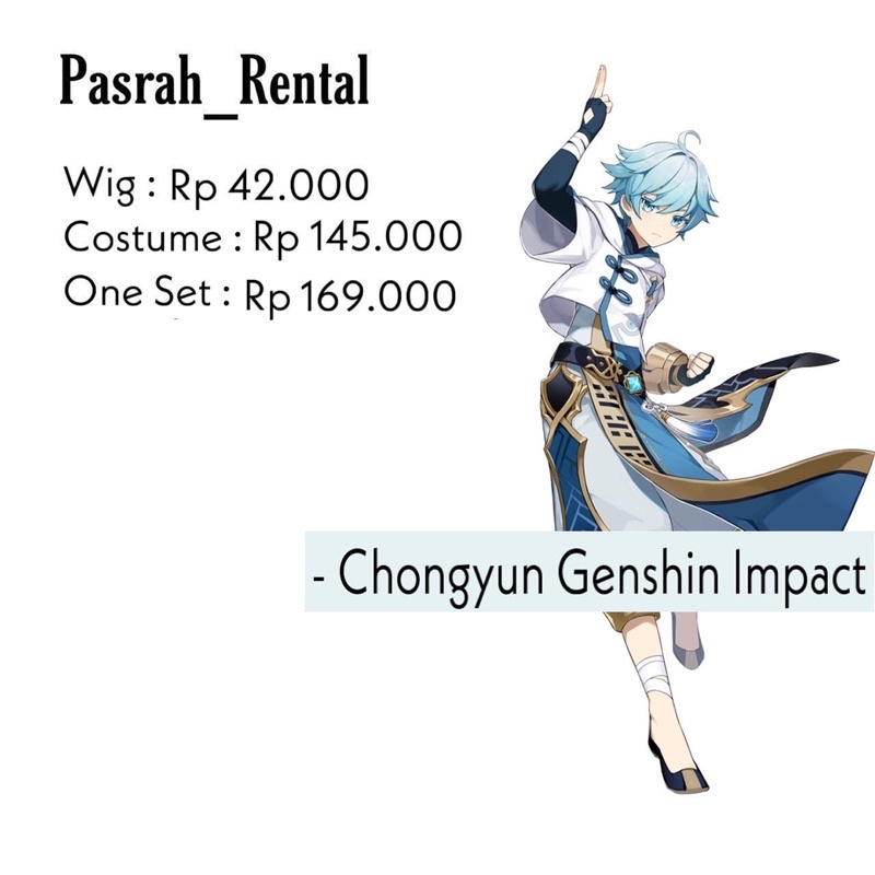 SEWA RENTAL KOSTUM / COSPLAY CHONGYUN GENSHIN IMPACT