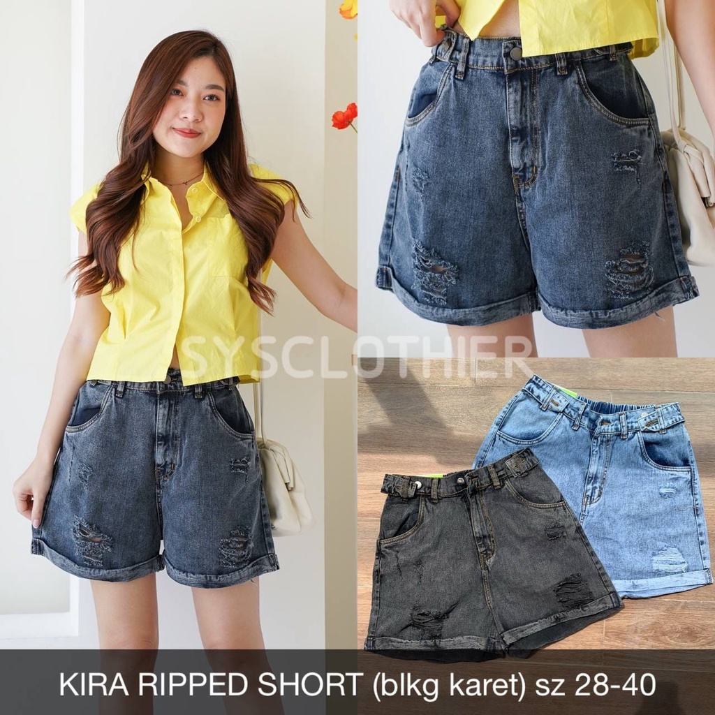 CELANA JEANS WANITA KIRA SHORT RIPPED-SYSCLOTHIER