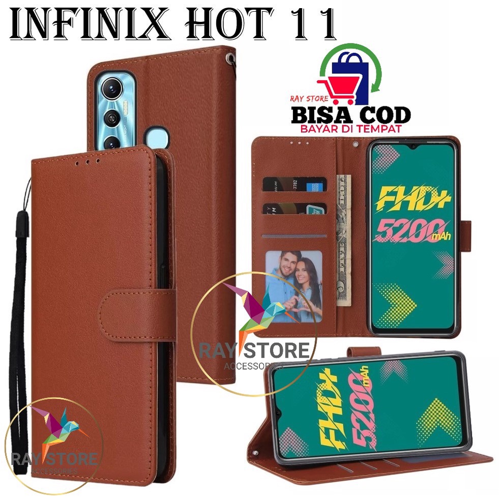 INFINIX HOT 11 FLIP LEATHER CASE PREMIUM-FLIP WALLET CASE UNTUK INFINIX HOT 11