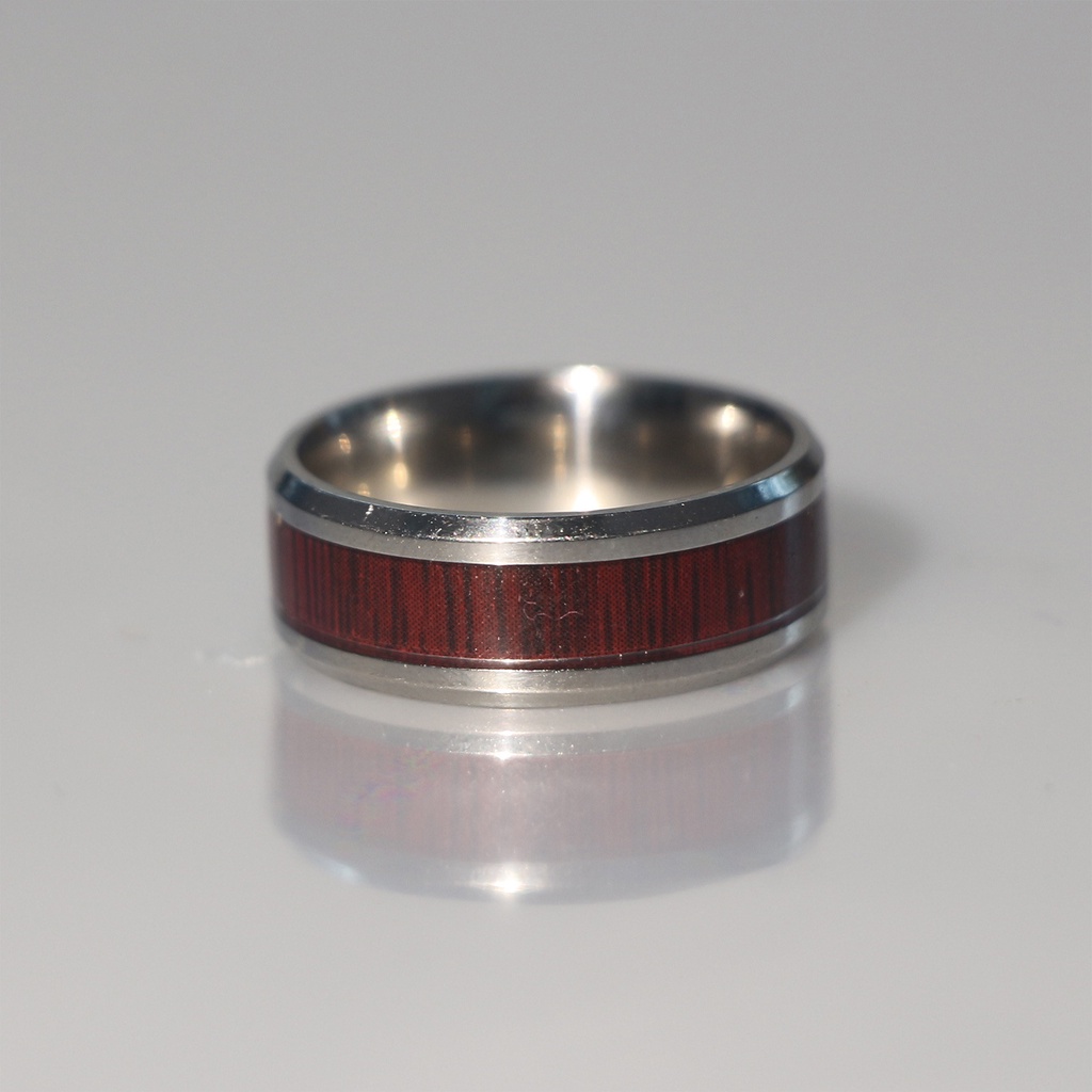 Hu Hu Hu Hu Hu Alat Bantu Pasang Kacamata♡ Cincin Bahan Titanium Steel Motif Kayu Untuk Hadiah Valentine