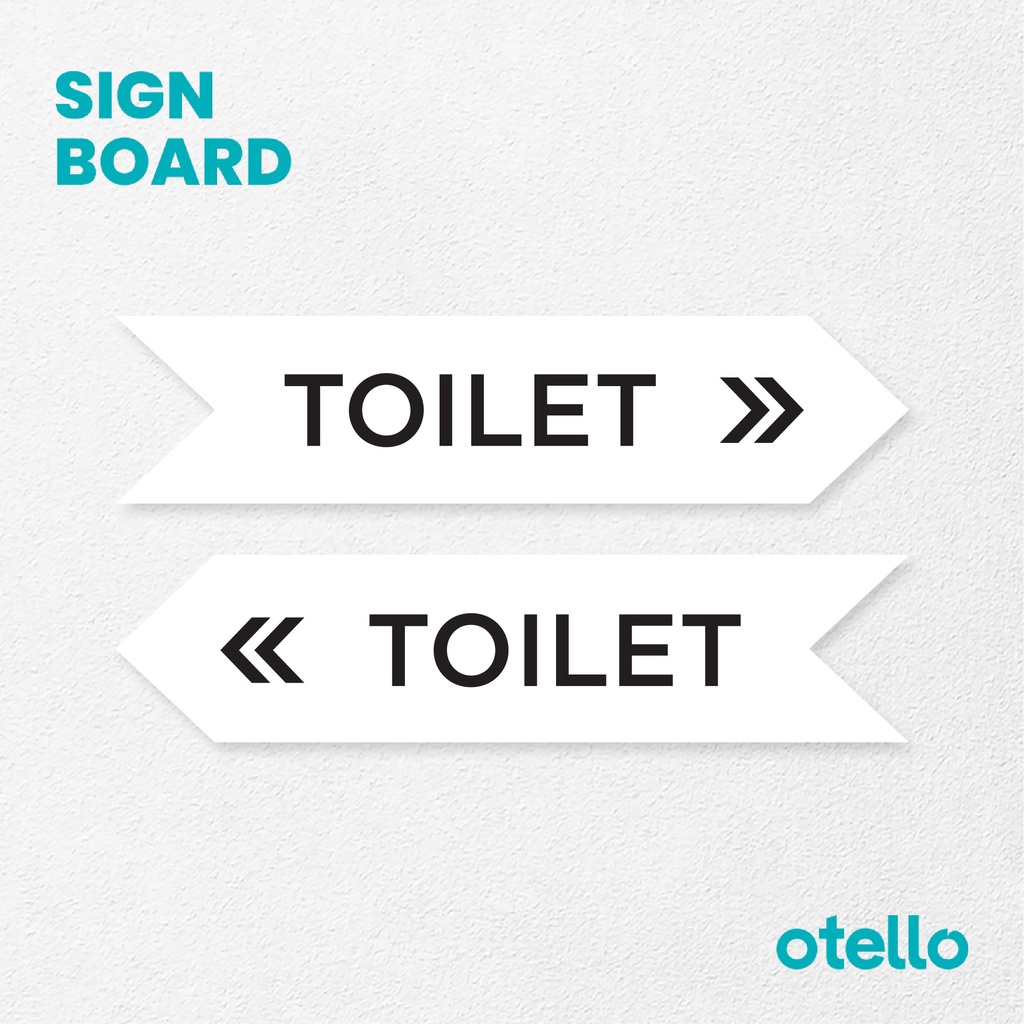 Otello Sign Tulisan Toilet Umum WC Restroom Pria Wanita Label Arah Panah Papan Akrilik Print Acrylic Board Aklirik Tag Petunjuk Nama Tempat