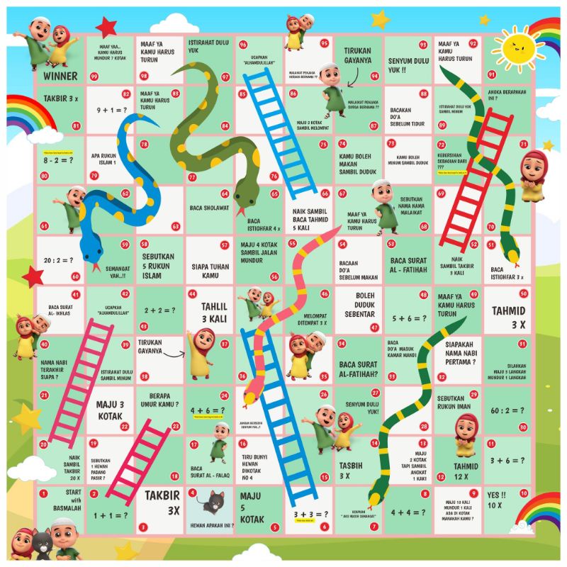 Ular tangga jumbo 100 angka seri nusa rara mainan edukasi playmate free dadu bantal