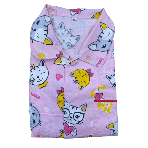 Piyama remaja/ piyama dewasa size 14-16-18-CAT LOVE PINK