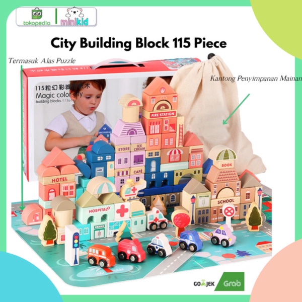 

Mainan Edukasi Anak City Building Blocks 115 Pcs Bahan Kayu Berkualitas