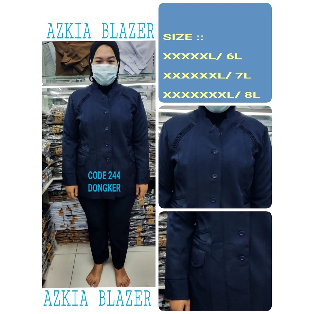 Blazer JUMBO dongker 244 setelan Rok Dan Celana ukuran 6L-7L-8L-seragam Guru dan PNS-Pakaian Pemda terbaru-blazer jumbo