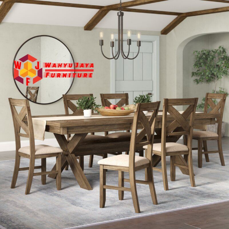 Meja Makan Kayu Minimalis 8 Kursi