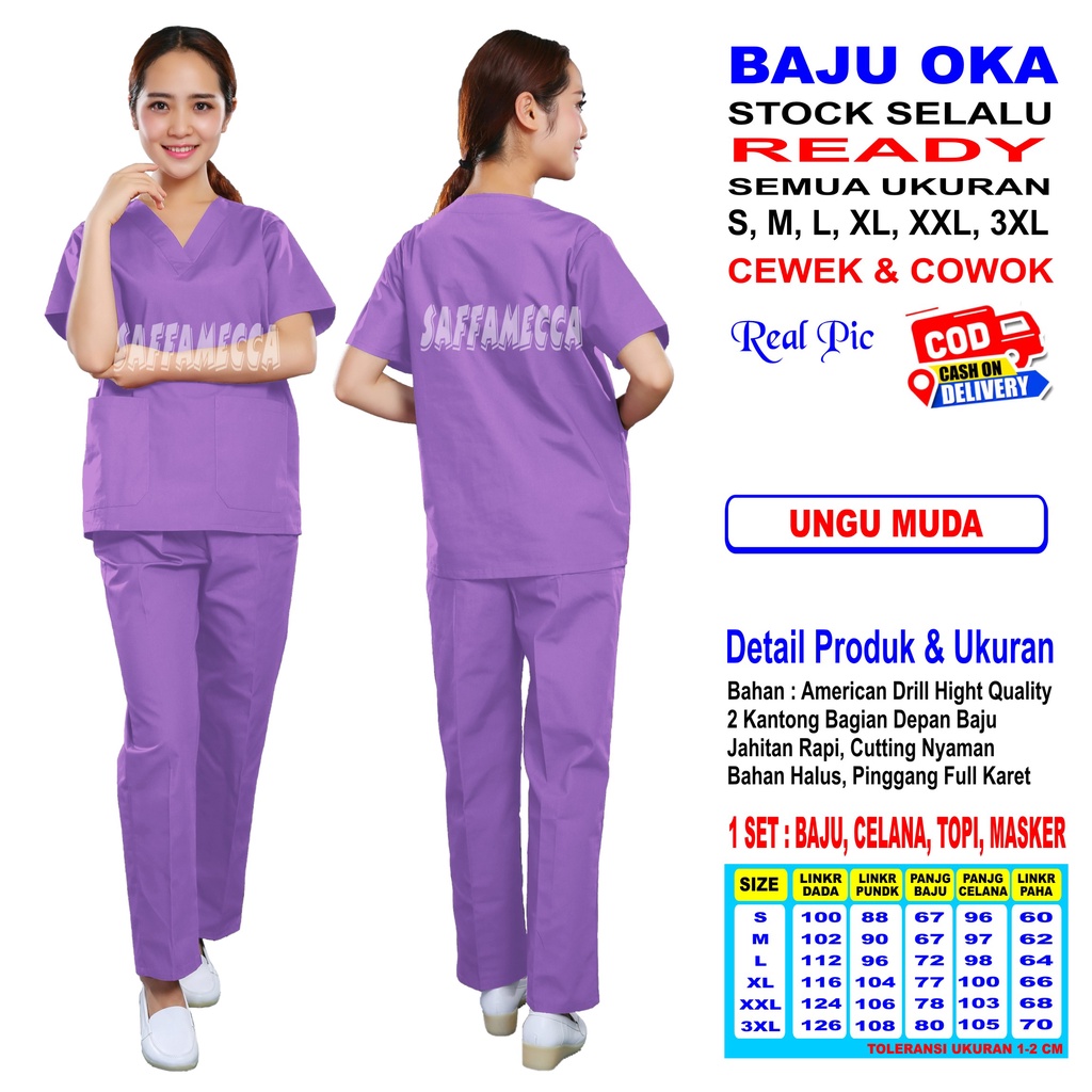 BAJU OK  BAJU OKA  OKA  SCRUB OKA  SCRUB PERAWAT  BAJU JAGA LENGAN PENDEK BR READY