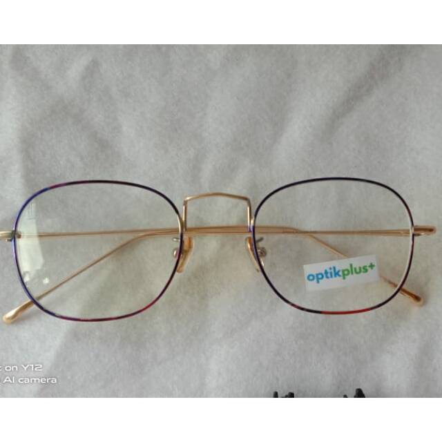 Frame Kacamata Minus Wanita Korea- Gagang Besi Warna Gold- Bingkai Depan Warna Warni- Lensa Minus