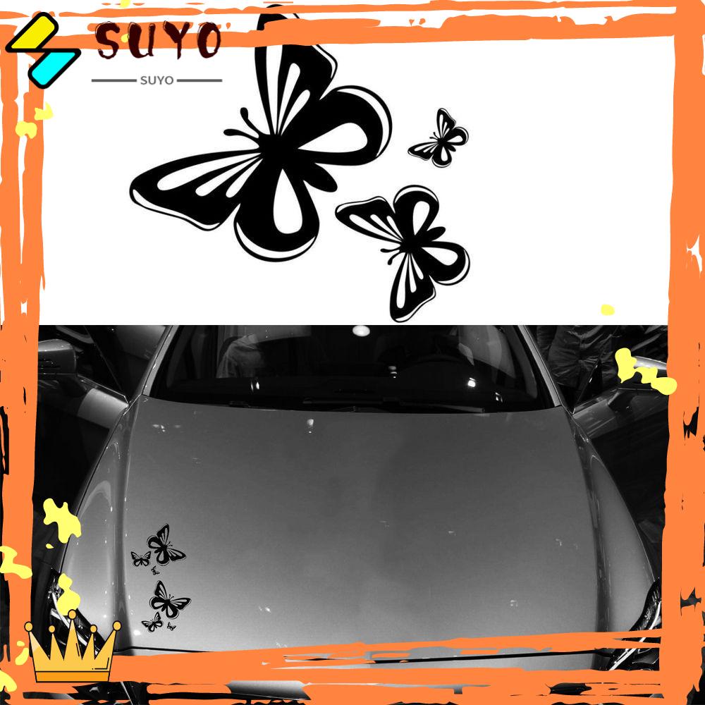 SUYOU Auto Body Beautiful Butterflies 15.2*17CM Vinyl Car Stickers Window Accessories Black/White Styling Decal/Multicolor