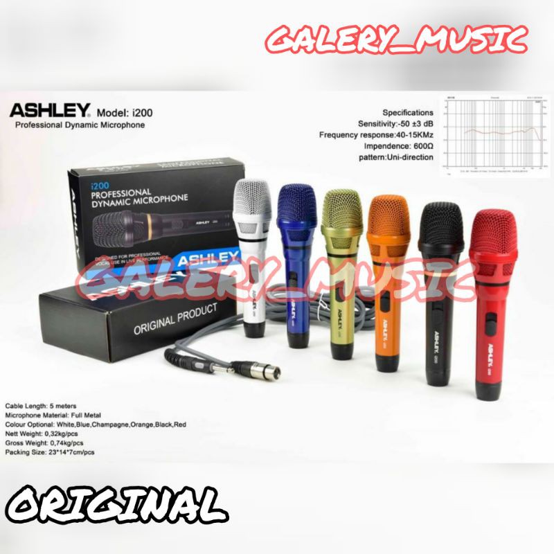 Mic Kabel Ashley i200 Original I 200 Professional warna baru terbaik microphone cable best seller