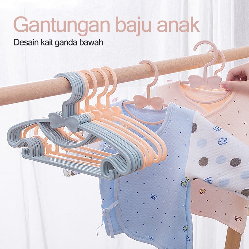 Gantungan Baju Anak/ Isi 5 pcs Hanger Multifungsi Warna Warni/bahan PP 29CM (B290)