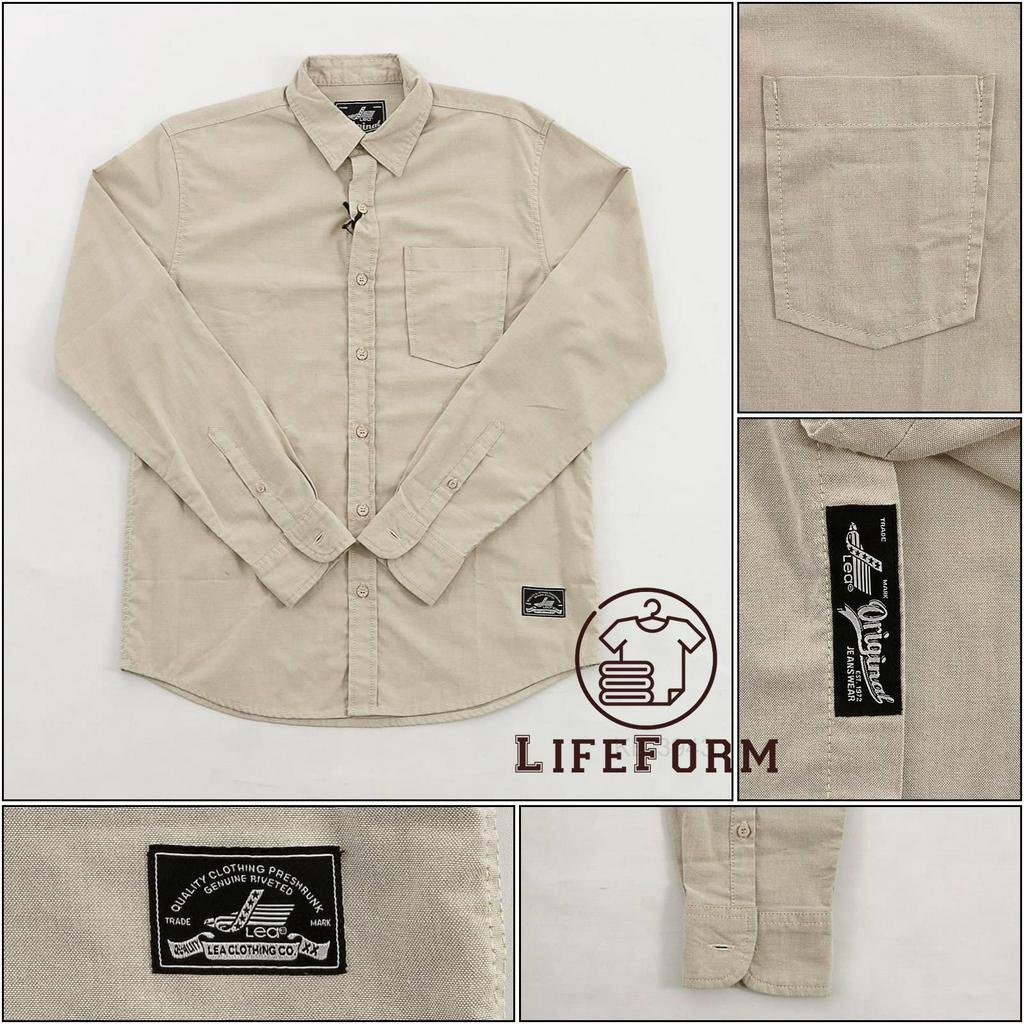 [KB3943] Kemeja pria Lengan Panjang Coklat Lea M-XL