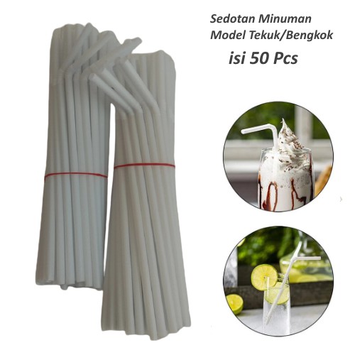 Sedotan Plastik Tekuk Sedotan Bengkok isi 50 pcs