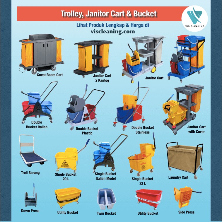 Janitor Cart with Cover - Troli dengan Tutup